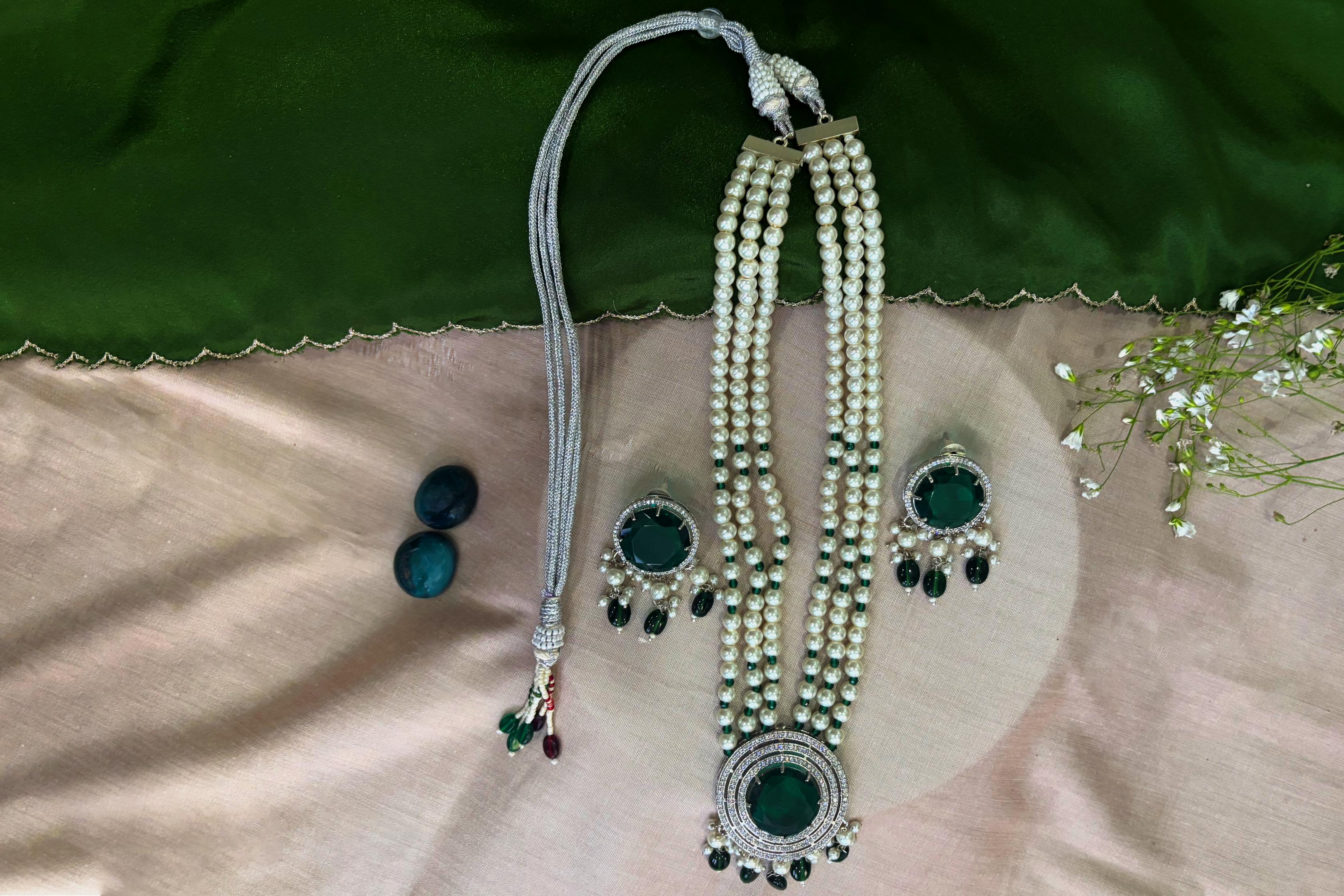 Baadshahi Haar ( Emerald Green & Citrine Yellow)