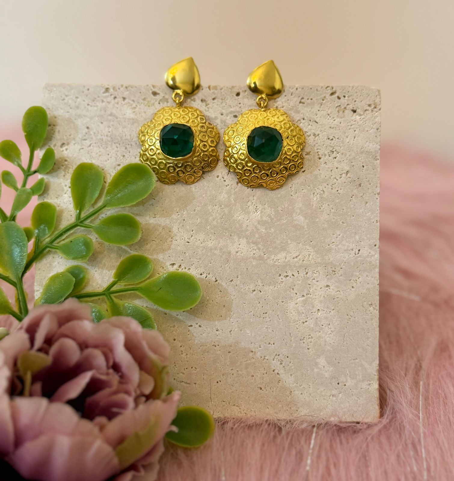 Emerald Bloom Drop Dangler