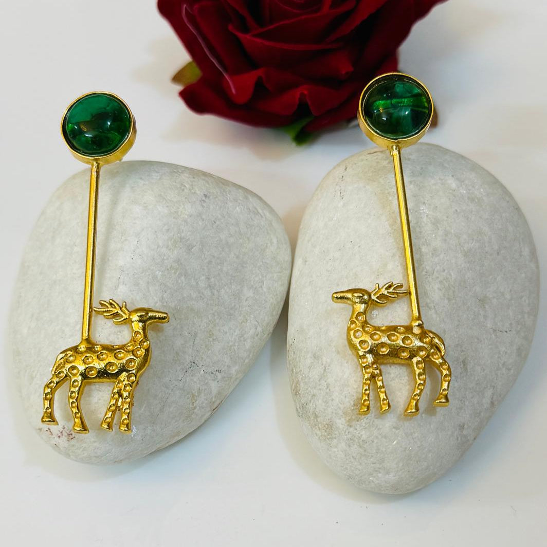 Golden Deer Dangler Earring