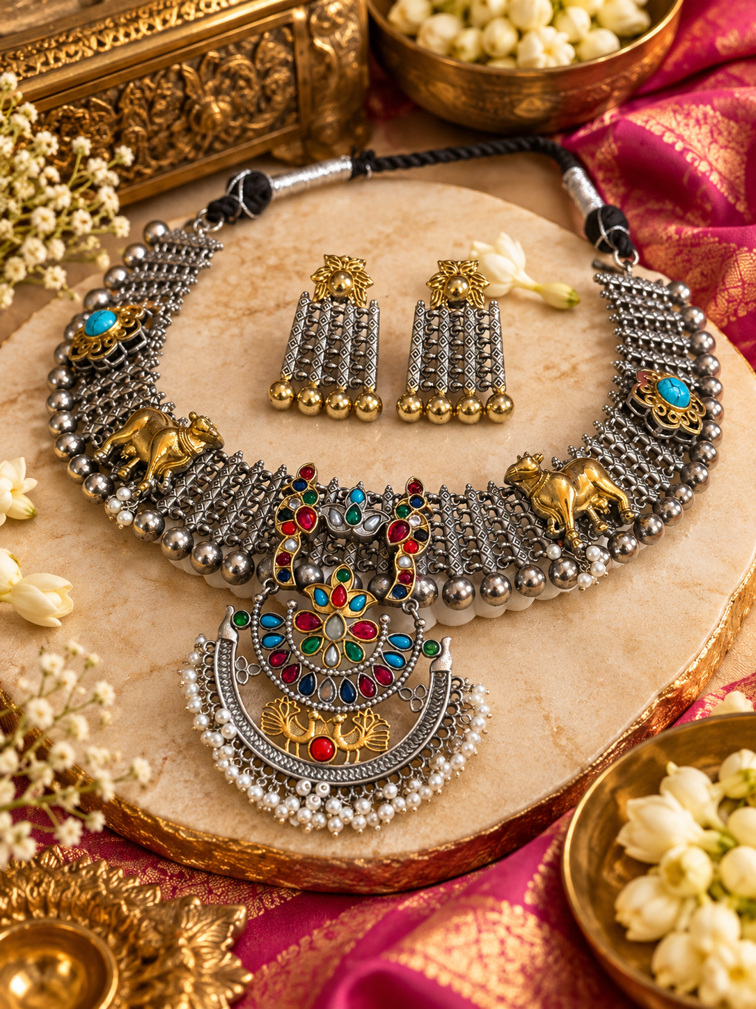 Nandi Rang – Dual-Tone Heritage Necklace