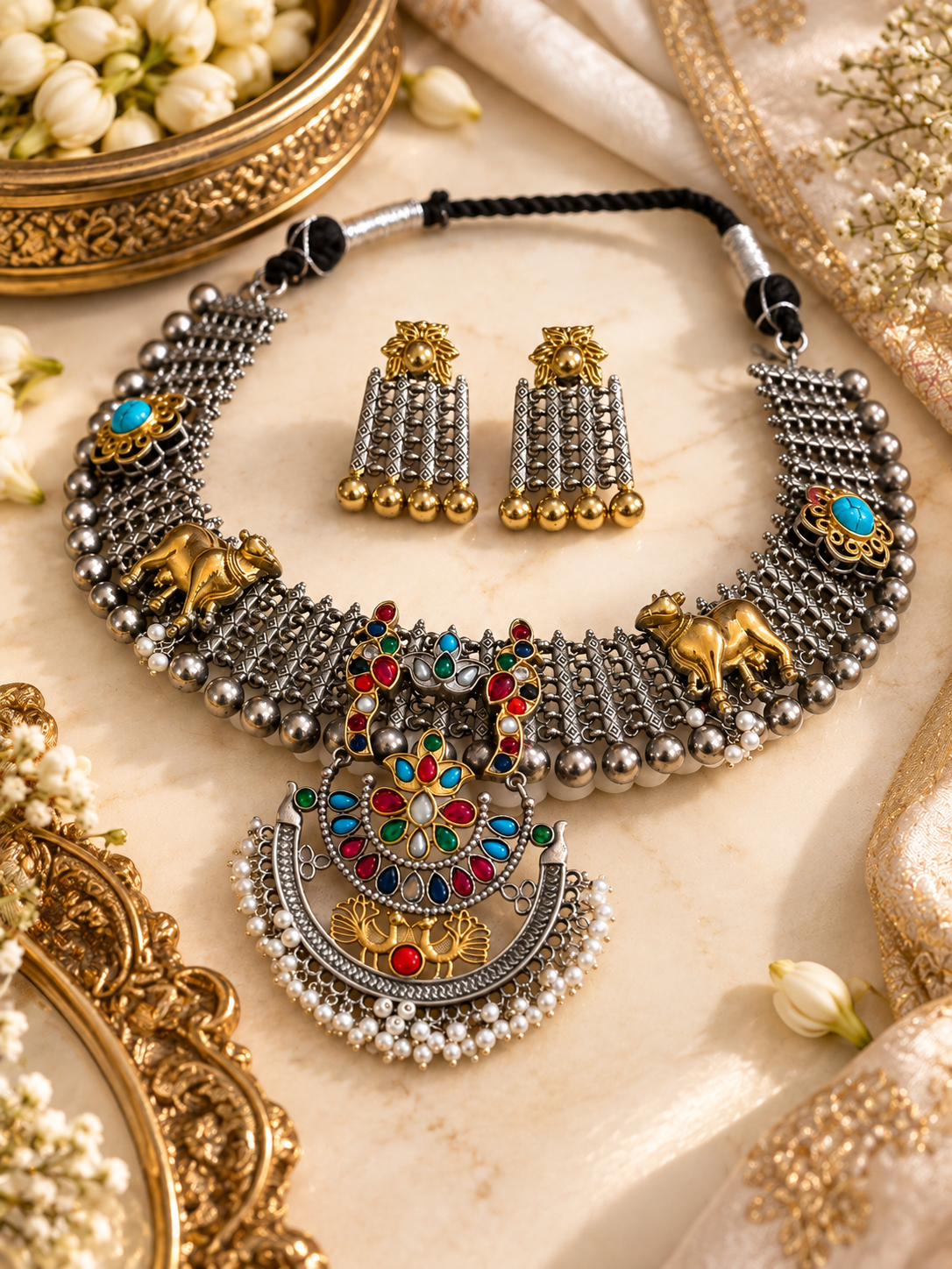 Nandi Rang – Dual-Tone Heritage Necklace