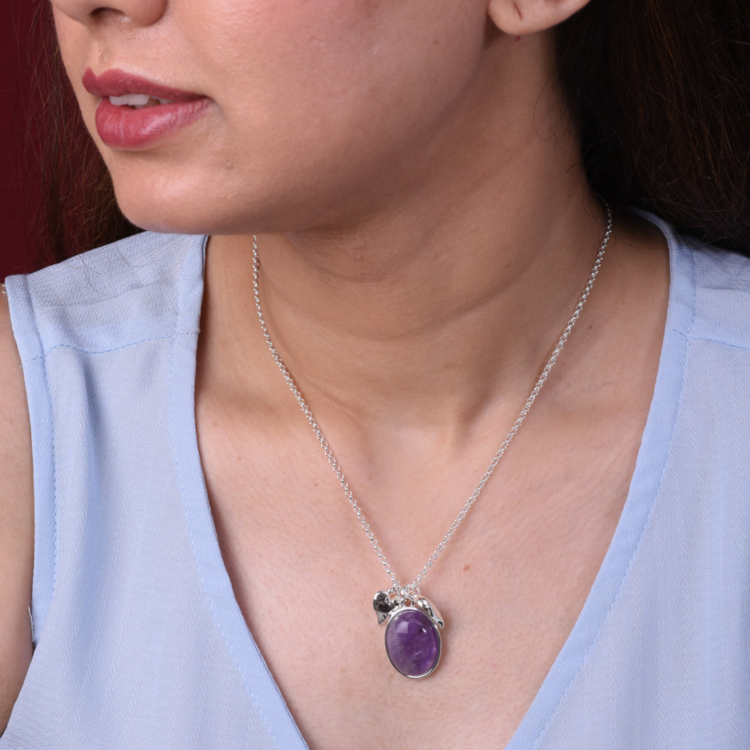 Amethyst Aura Pendant Chain