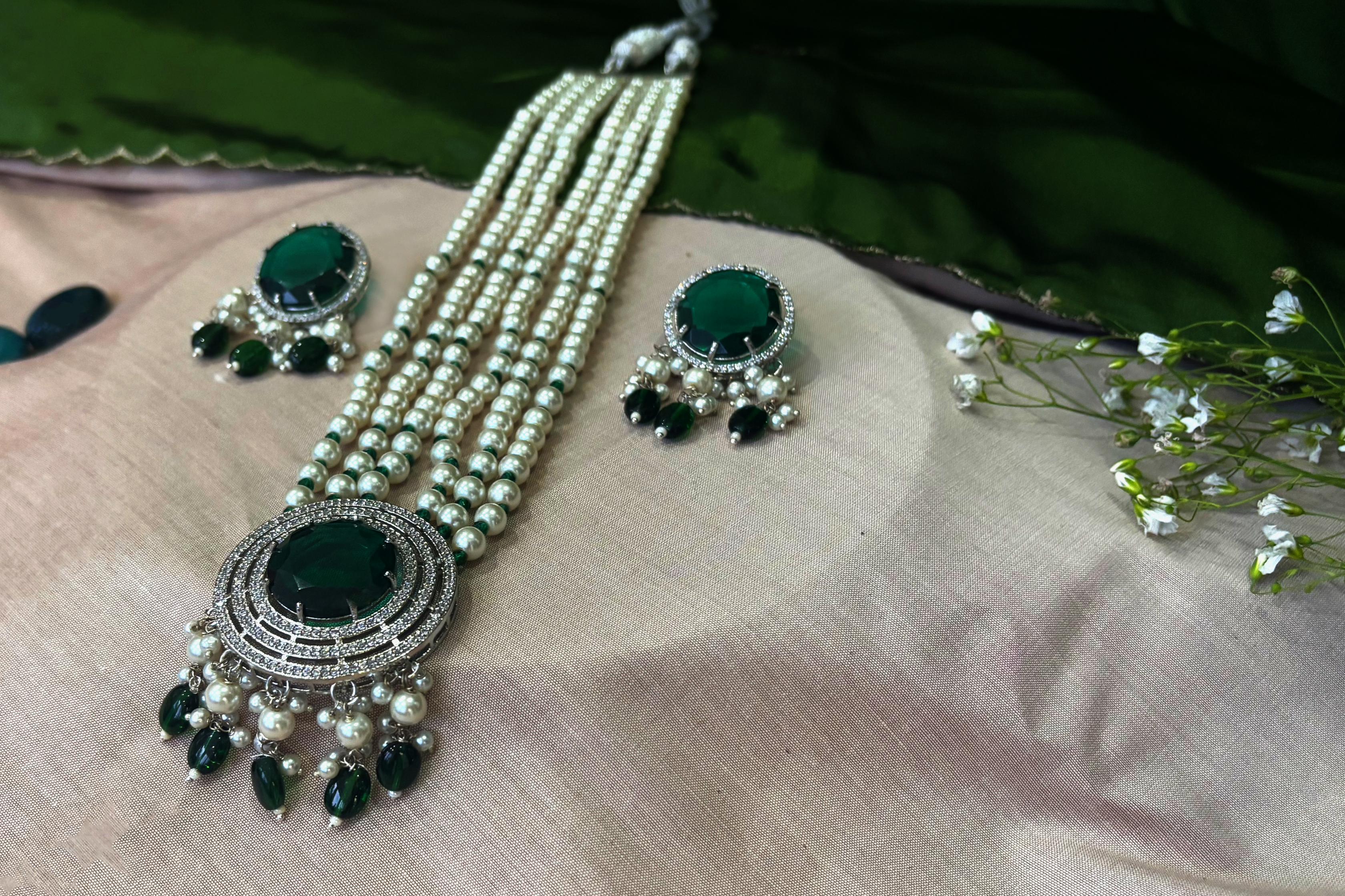 Baadshahi Haar ( Emerald Green & Citrine Yellow)