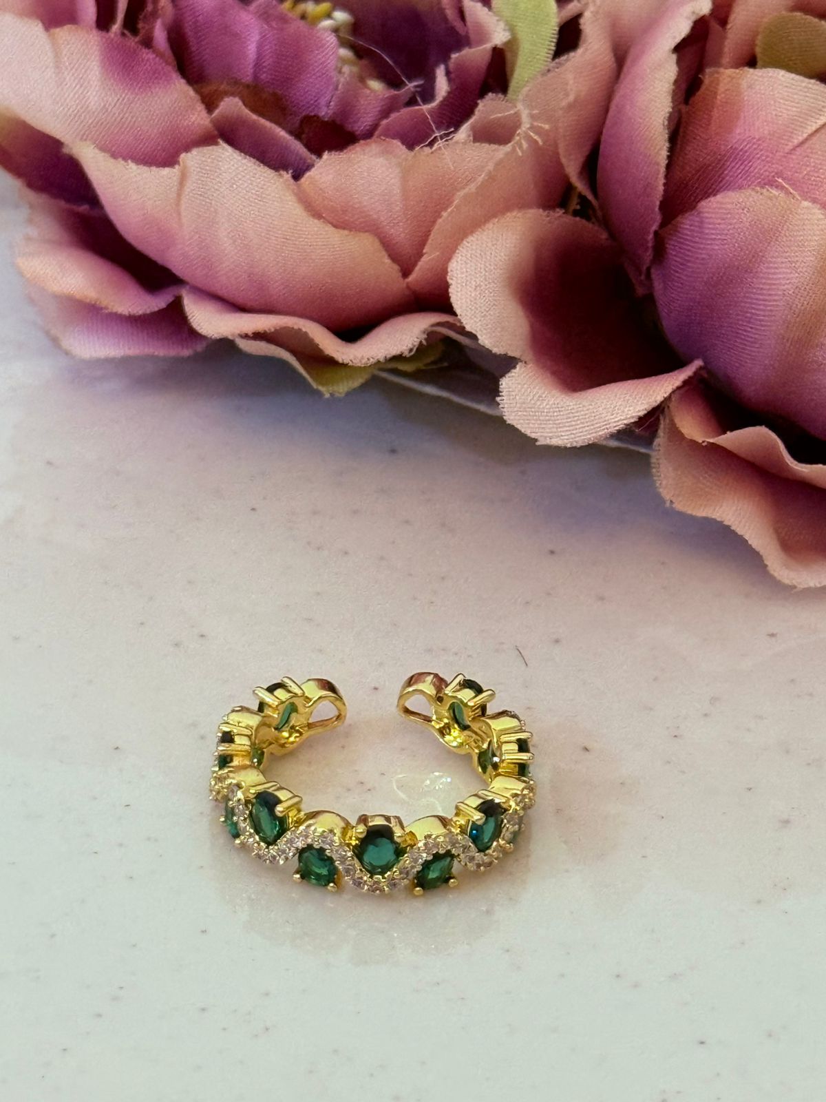 Emerald Enigma Adjustable Ring