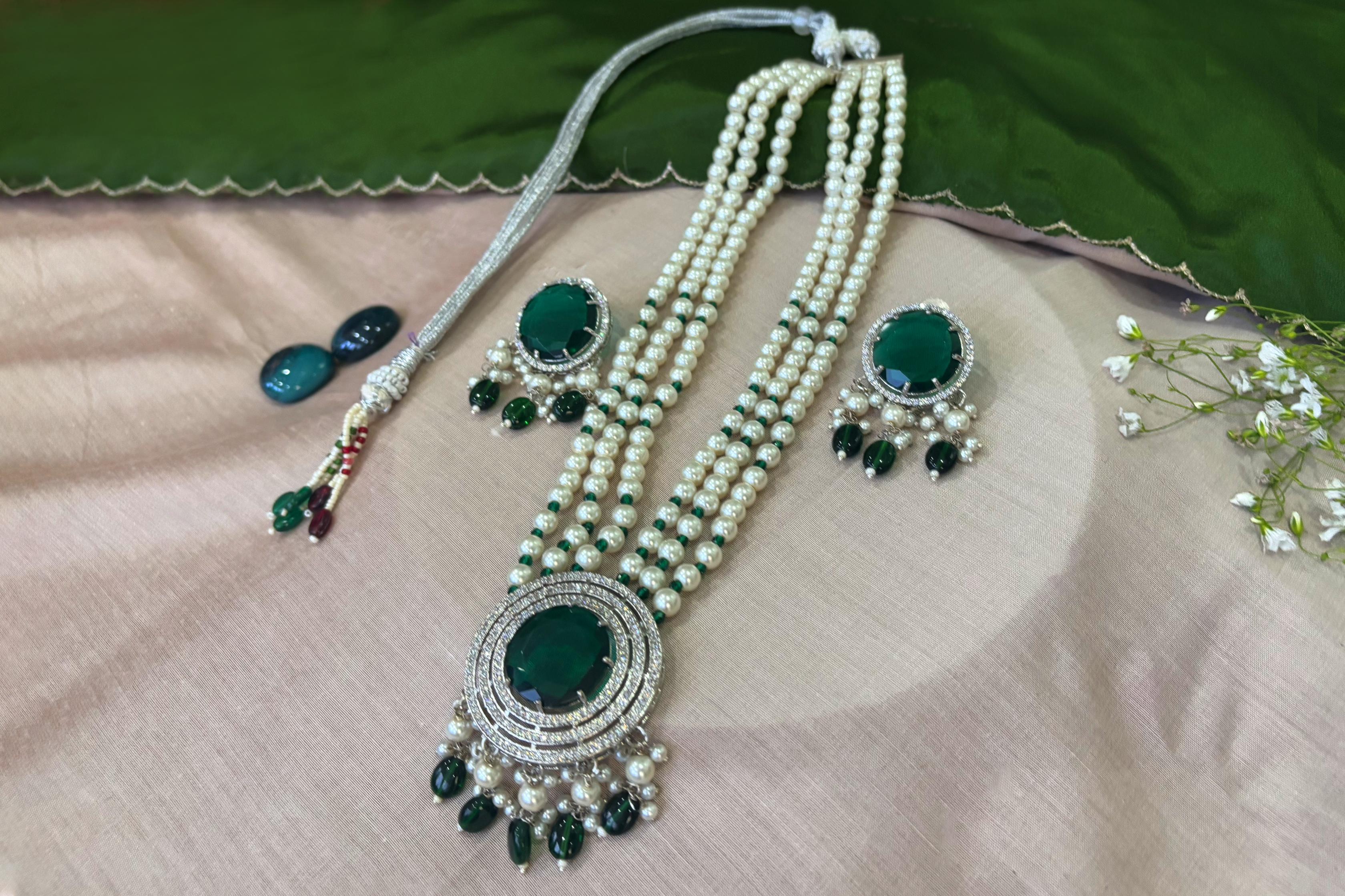 Baadshahi Haar ( Emerald Green & Citrine Yellow)