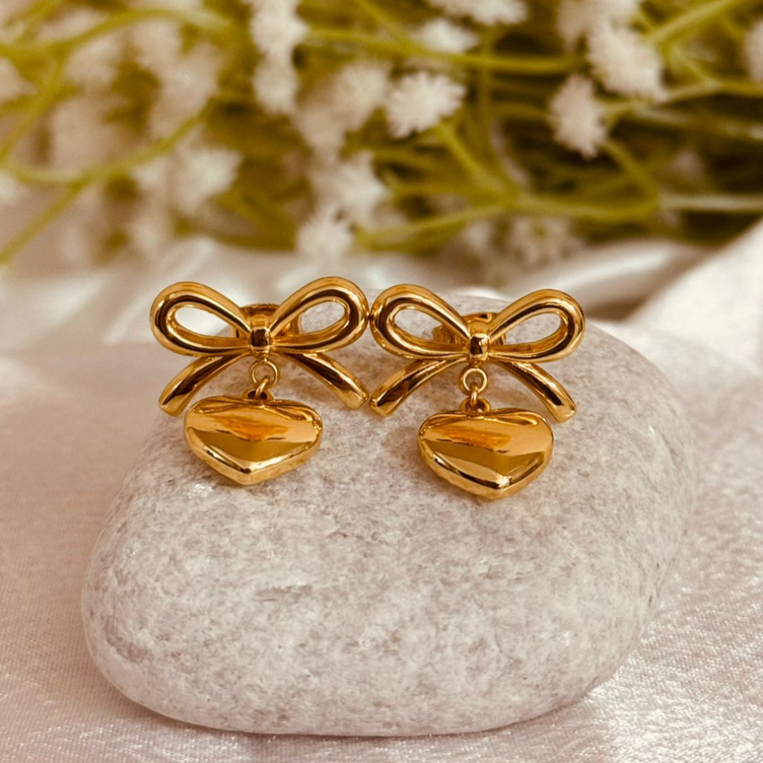 Bow & Heart Charm Studs