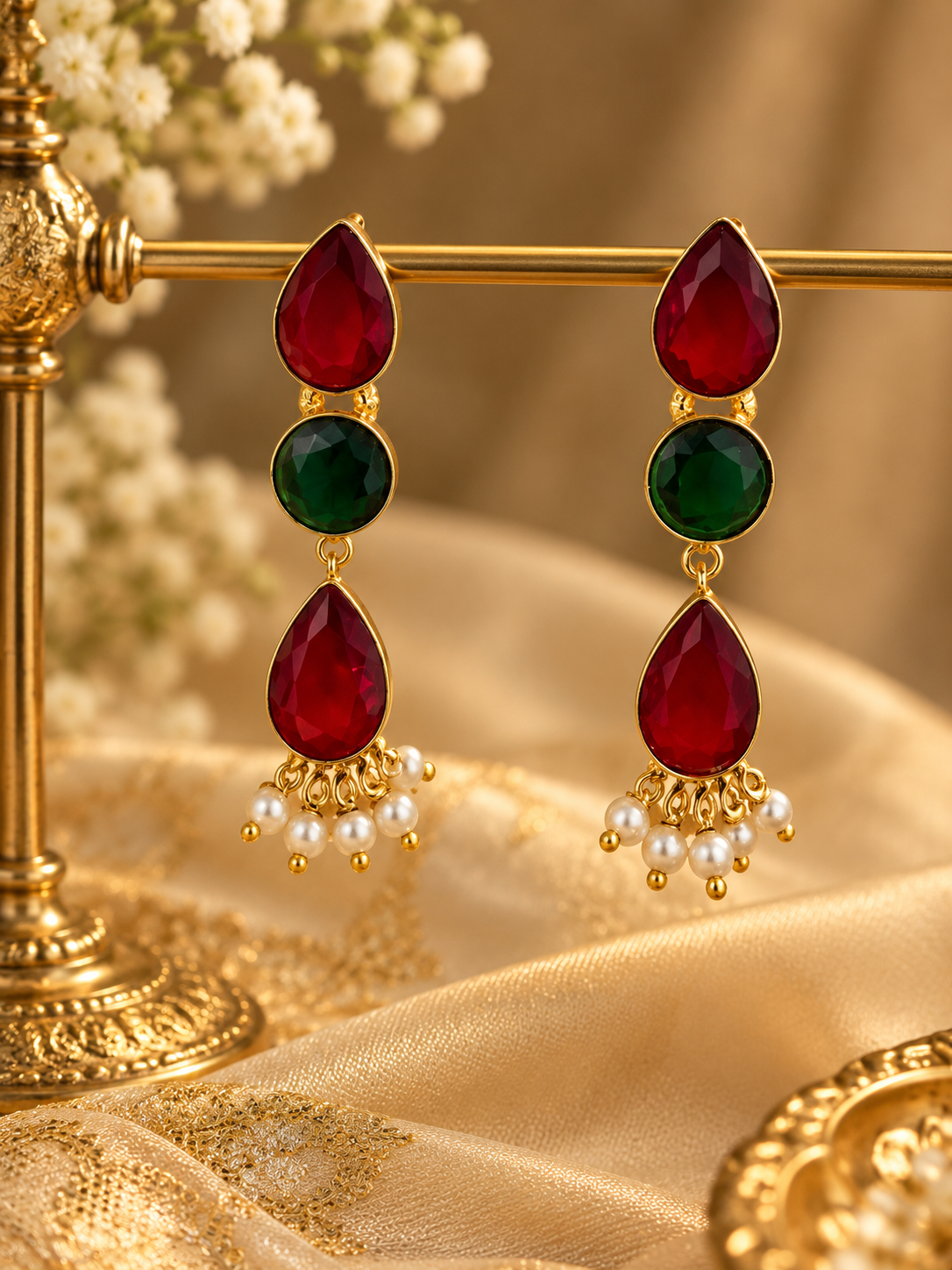 Ruvika Ruby-Green Earrings