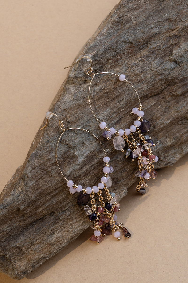 Amethyst Halo Hoops