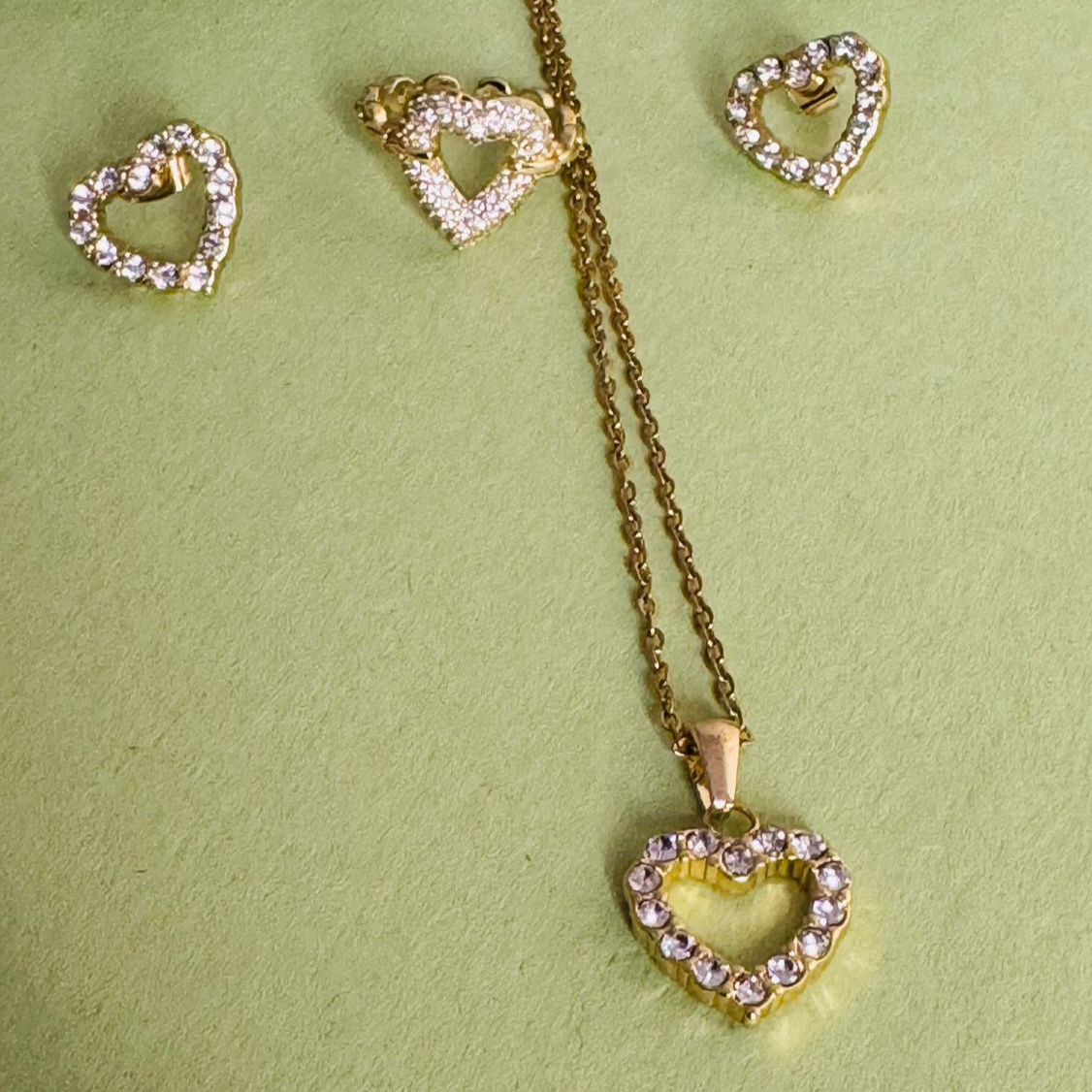 Trinity Heart Chain Set and Big Heart Ring Combo